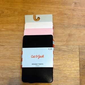 Cat & Jack Opaque Tights 3-Pack in Black, Pink & White